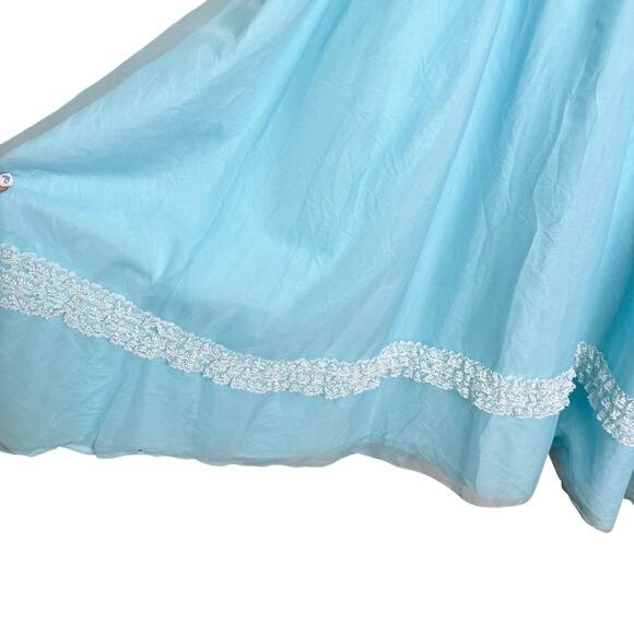 Nadine VINTAGE pastel blue White Lace Accent Formal long sleeve dress Size SMALL - Picture 7 of 16